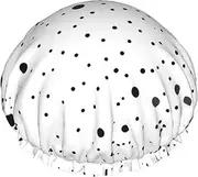 Black And White Dot Print Various Activities Shower Cap Reusable Soft And Lightweight Bath Hair Cap Long Hair