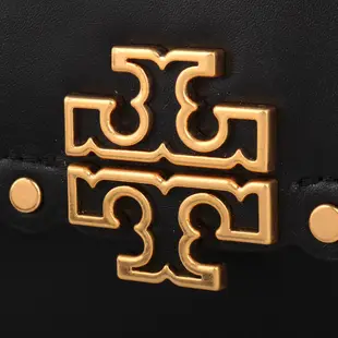 TORY BURCH-鉚釘飾邊皮革手拿斜背包(黑)