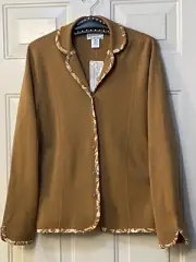 NWT Pendleton Sz L Cardigan Sweater Button Up Long Sleeve Silk/Nylon Camel
