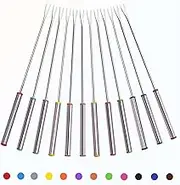 Fondue Forks Set, 12 Color Coding Stainless Steel Meat Forks with Heat Resistant Handle, Length 9.5 inch