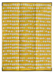 Stripes Arrow Yellow & White Foldable Waterproof Large Camping Mat - 270 x 360 cm - Weatherproof Rug, Recycled Plastic, Sustainable, Eco Friendly UV Resistant, Durable Outdoor, Patio Rug