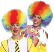 New Adult Clown Rainbow Disco Wig Afro Cosplay Halloween Pride