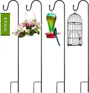 Suzile 4 Pcs 32 Inch Shepherds Hooks for Outdoor Bird Feeders Pole Metal Garden Hooks Hangers for Hanging Plants, Lanterns, Solar Lights, Windchime, Weddings Decor