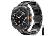 Samsung Galaxy Watch 7 Ultra 47mm Titanium Metal Strap No Gap Adjustable Replacement Bracelet Wristband (Black)