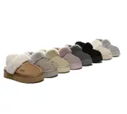 AUSTRALIAN SHEPHERD® 3-Way Style UGG Slippers Women Removable Wool Strap Slingback Platform Musa - Sand / AU Ladies 9 / AU Men 7 / EU 40