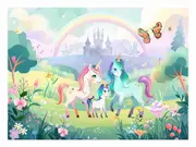 Three Unicorns kids nursery wall art canvas print