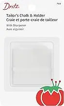 Dritz Chalk & Holder with Sharpener, White Tailor's Chalk, 1 Count (Pack of 1)