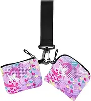 [GuoChe] Women's Coin Pouches Card Holder 1970s Disco Retro Grunge Graffiti Small Detachable Change Purse Wallet with Wristle Strap for Women Men 2 Packs, 1970S disco retro grunge graffiti39, 4.13" x 3.51" &