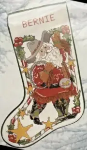 COWBOY SANTA Christmas Stocking Kit Sheriff Lasso, Candamar Cross Stitch 50822 E