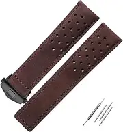 [SKXMOD] Watch Strap With Folding Buckle Genuine Leather Watchband For Tag Heuer Watch 20mm 22mm Gray Black Brown Cow Leathr Band