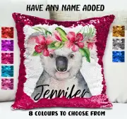 Koala Bear Sequin Cushion Cover Flip Sequin Throw Pillow - Personalised