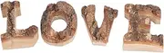 Baxnore 4PCS Love Wooden Letters, Birch Wall Decor Unfinished Wood Blocks, Rustic Table Centerpiece for Home Wedding Party