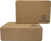 Cork Yoga Blocks - Teeyar 2 Pack Sturdy Natural Spanish Cork Exercise Blocks 23 x 15 x 7.6cm for Yoga/Pilates/Gym Practice, Improve Balance/Flexibility/Backbends