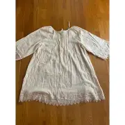 Anthropologie Short Dress Womens Plus Size 1X Peach Tunic Lace Trim Boho Peasant