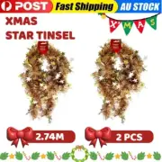 2x Christmas Star Tinsel Sparkly Luscious Xmas Tree Home Party Decoration 2.74M