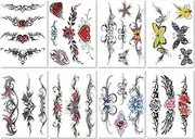 8 Sheets Cesarean scar-covering strips Colorful flowers Waterproof flower arm temporary tattoos