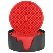 Silicone Coasters [6 Pack] Thickened Drink Coasters with Holder - 6 Pack-red