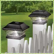 2-Pc Solar Post Deck Fence Cap Light LED Porch Patio Outdoor Waterproof Lamp Set