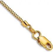 [JewelryWeb] 14k Yellow Gold .9mm Solid Polished Franco Chain Bracelet Lobster Claw Link-Bracelet for Women and Men