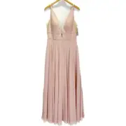 Jenny Yoo SZ 12 Hollis Bridesmaid Dress Long Gown Chiffon A Line Apricot Nude