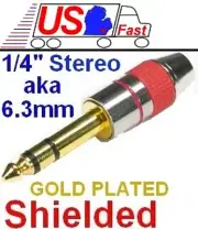 Lot10x 1/4"Stereo Male Plug Audio/Microphone Cable/Cord End/Terminator 6.35mm{gR