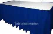 14' ft royal blue POLYESTER PLEATED TABLE SKIRT skirting show Catering DJ