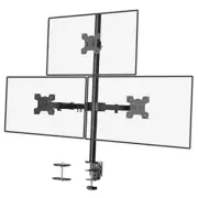 Triple Monitor Desk Mount, Fully Adjustable Three Monitor 32 inch Tall Black