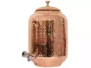 Utensils Hammered Copper Water Dispenser Pot Water Tank (Matka) Leak Proof 16Ltr