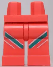 Lego Coral Hips and Legs with Dark Turquoise and White Diagonal Stripes