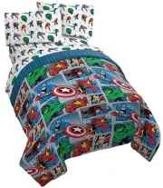 Jay Franco Marvel Avengers Fighting Team 4 Piece Twin Bed Set - Includes Reve...