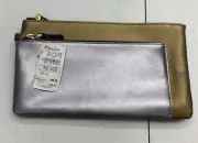 Neiman Marcus Silver/Gold Clutch Wristlet￼ Wallet New
