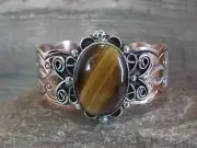Navajo Indian Copper & Tiger Eye Bracelet by Cleveland