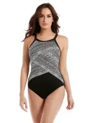 Miraclesuit Castaway Stripe Zephyr Underwire One Piece Swimsuit L11003 Size 10