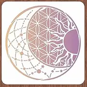INFUNLY Sun Stencil Flower of Life Mandala Stencil Reusable Stencils for Painting DIY Decorative Stencil Template Flower Stencils Art Templates for Canvas Crafts Wood Wall Furniture
