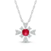 4.0mm Lab-Created Ruby and White Lab-Created Sapphire Frame Floral Pendant in Sterling Silver