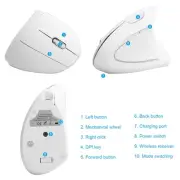 USB Wireless Vertical Mouse Ergonomic Office Gaming Rechargeable 2.4G