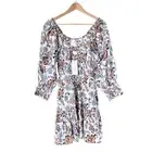 NWT Cleobella Maxine Floral Organic Cotton Scoop Neck Ruche Mini Dress Womens M