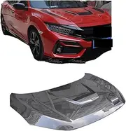 Hood Scoops for Cars， Half Carbon Fiber JS Style Front Engine Hood Cover Boot Compatible for Honda Civic 10TH 2D 4D 5D FC1 FK7 FK8 2016-2018(FRP)