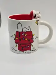Peanuts Snoopy Christmas Ceramic Mug with Holiday Lights and Hanging Snoopy