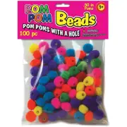 Pepperell Pom-Pom Beads .5" 100/Pkg-Assorted PMBD100