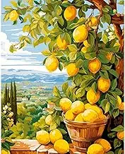 Lemon Paint by Numbers Kits for Adults, DIY Lemon Tree Adult Paint by Number Kits on Canvas, Digital Oil Number Painting for Home Decor (16x20 Inch)