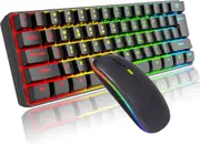 Y-FRUITFUL Wireless Membrane Gaming Keyboard 60% Compact 61 Key LED RGB Backlit Waterproof Computer Mechanical Feeling Keyboard for Windows PC Gamers