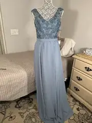 NWT Kennedy Blue Bridesmaid Slate Blue Formal/Bridal/prom Dress Women Sz 8