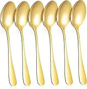 Amosfun 6pc Set Stainless Steel Spoons Dinner Tea Serving Mixing Salt Espresso Heavy Duty Utensils Kitchen Cutlery