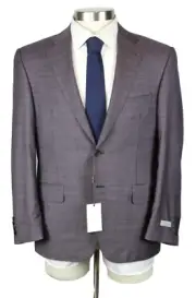 CANALI Suit 40 S (50 EU) Men's Purple Sharkskin Wool Two Button Modern Fit $2150