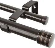 TONIAL1 Inch Double Curtain Rods for Windows 66 to 120 Inches (6-12ft), Heavy Duty Decorative Drapery Rod for 32 to 144 Inches (5.75-11.7ft) with Classic Cap Finial, Bronze
