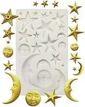 Moon Stars Sun Face Silicone Fondant Mold Chocolate Candy Gumpaste Sugarcraft Tool Cake Decorating Tools Epoxy Resin DIY Polymer Clay Silicone Mold