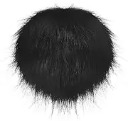 uxcell 1-Pack Faux Fur Pom Poms, 1.2 Inch/ 4.7 cm Soft Fluffy Pompoms Balls with Elastic Loop for Hats/Bags/Keychains/Knitting Accessories/DIY Crafts [Black]