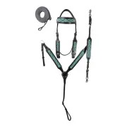 western Leather Equestrian Tooled Beaded Headstall,Breast Collar & Reins. (H008)