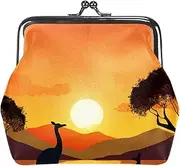 [CWAGFEQZ] Wallet Women,Coin Purse,Coin Pouch,Small Coin Purse,Australia Sunset Kangaroo Ostrich